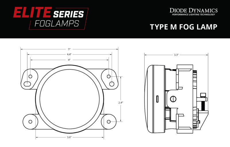 Diode Dynamics DD5130P Elite Series Type M Fog Lamps - White (Pair)