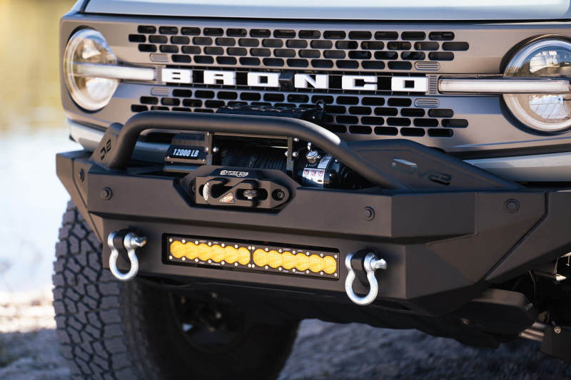DV8 Offroad FBBR-02 2021+ Ford Bronco Modular Front Bumper Winch Capable w/ Auxiliary Light Mounts