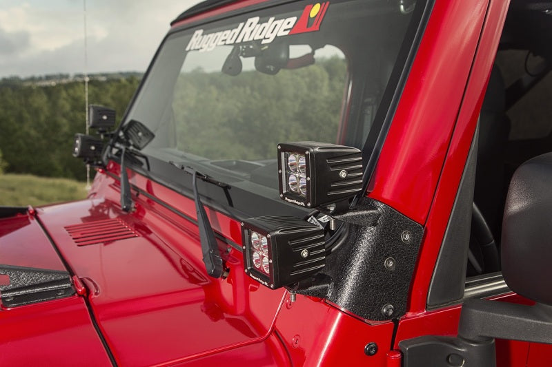 Rugged Ridge 11232.36 97-06 Jeep Wrangler TJ Textured Black Dual A-Pillar Light Mount