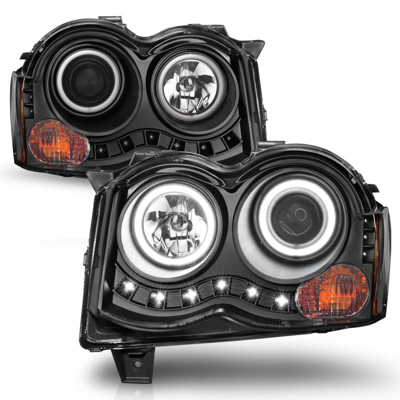 ANZO 111213 2008-2010 Jeep Grand Cherokee Projector Headlights w/ Halo Black (CCFL)