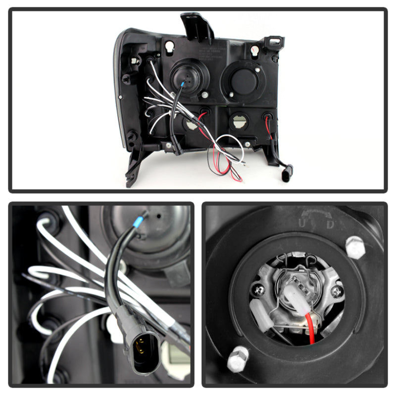 SPYDER 5078506 Spyder GMC Sierra 1500/2500 07-13 Projector Headlights LED Halo- LED Blk Smke PRO-YD-GS07-HL-BSM