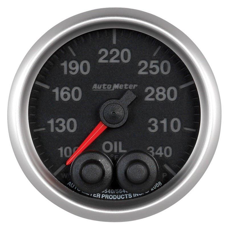 AutoMeter 5640 Autometer Elite 52mm 100-340 Deg F Oil Temp Peak & Warn w/ Electronic Control Gauge