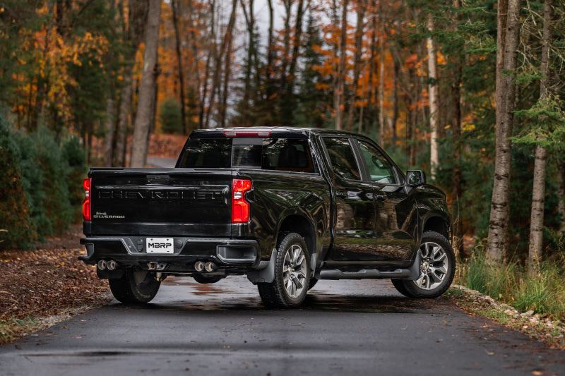 MBRP S50053CF 19-21 Chevy Silverado 1500 6.2L 2.5in Dual Split Rear Cat Back w/ Quad Carbon Fiber Tips- T304