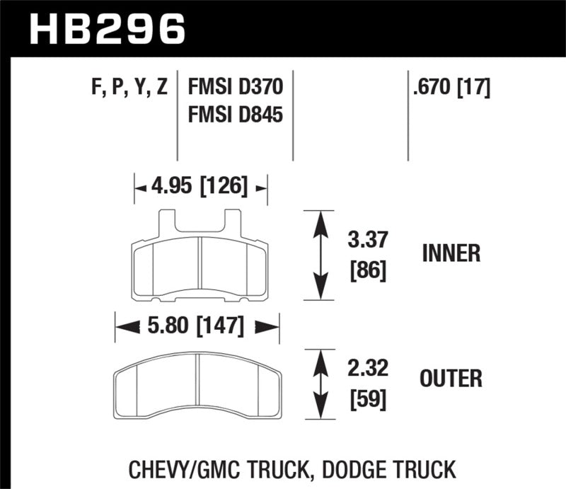 Hawk Performance HB296P.670 Hawk Super Duty Street Brake Pads