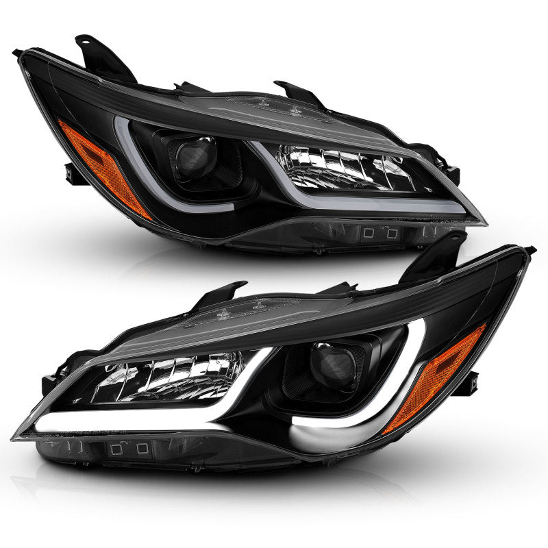ANZO 121518 Projector Headlights With Plank Style Design Black w/Amber 15-16 Toyota Camry (4DR)