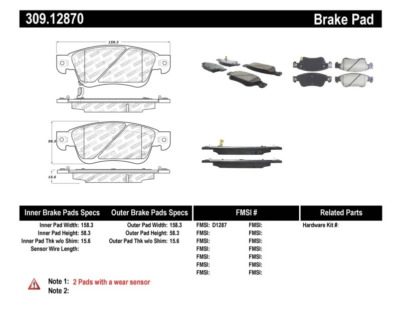 Stoptech 309.12870 StopTech Performance 07-08 Infiniti G35 2WD Sedan / 08 Infiniti G37 Coupe Front Brake Pads