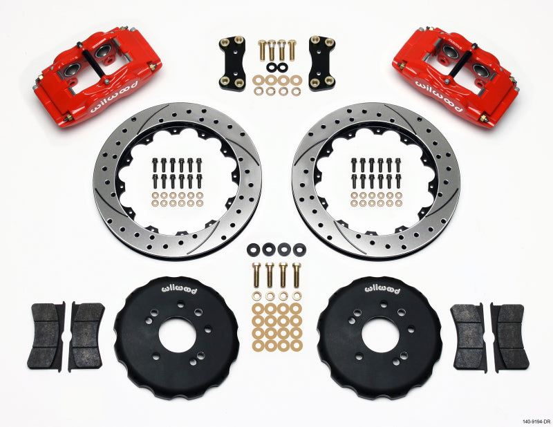Wilwood 140-9194-DR FSLI4 Front Hat Kit 13.00in Drilled Red Nissan 240SX