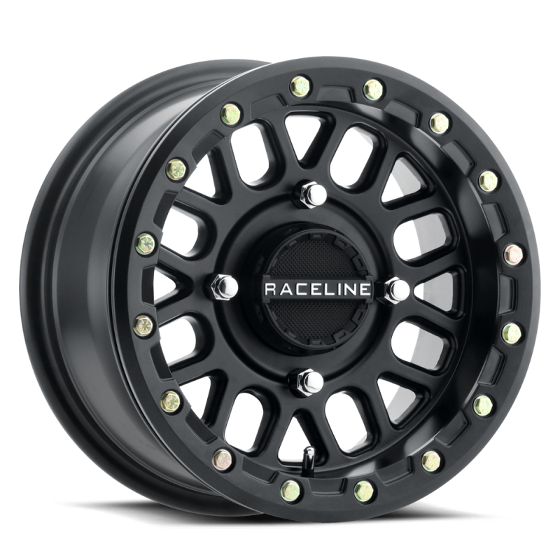 Raceline A93B-47056+10 A92B Podium 14x7in / 4x156 BP / 10mm Offset / 132.5mm Bore - Satin Black Beadlock Wheel