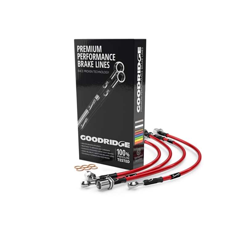 Goodridge 30008-RD 10-12 Audi S4 Stainless Steel Brake Lines - Red
