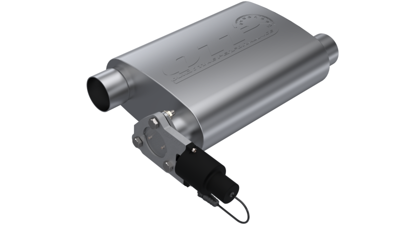 QTP 13251C 2.5in Weld-On 304SS Reverse Screamer Muffler w/Bolt-On QTEC Electric Cutout