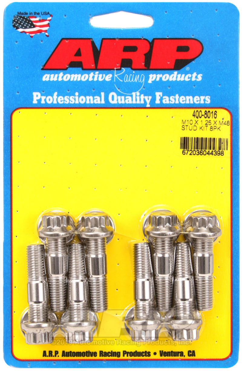 ARP 400-8016 Sport Compact M10 x 1.25 x 48mm Stainless Accessory Studs (8 pack)