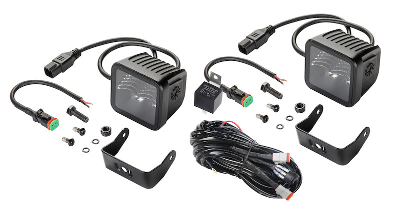 Hella 358176811 Universal Black Magic 3.2in L.E.D. Cube Kit - Flood Beam