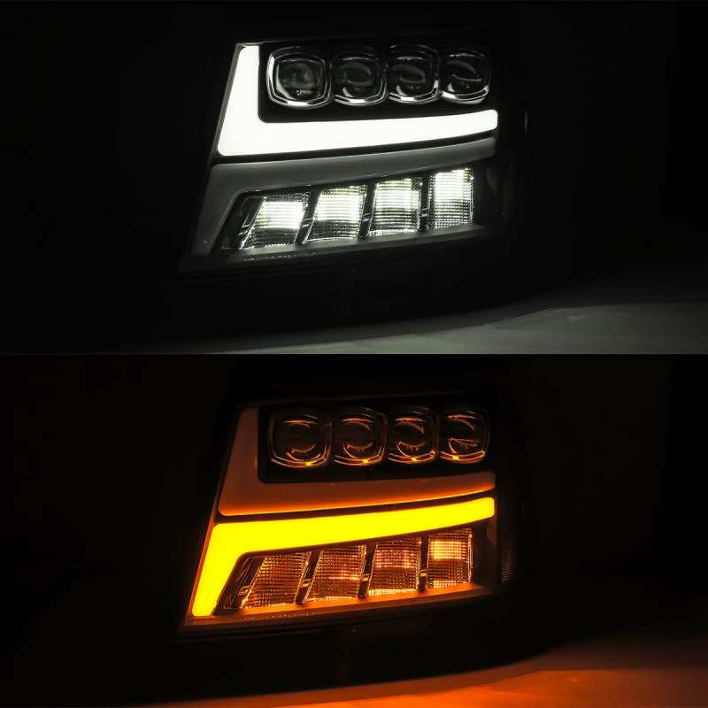 AlphaRex 880287 07-13 Chevy Avalanche NOVA LED Proj Headlights Plank Style Gloss Black w/Activ Light/DRL