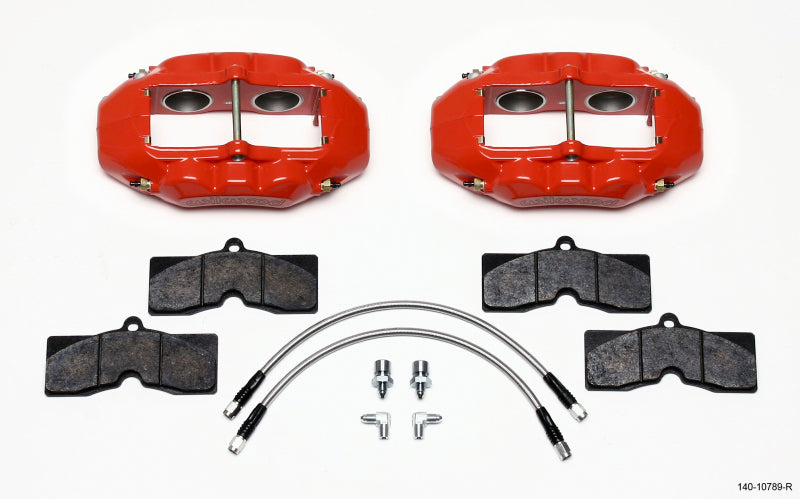 Wilwood 140-10789-R D8-4 Front Caliper Kit Red Corvette C2 / C3 65-82