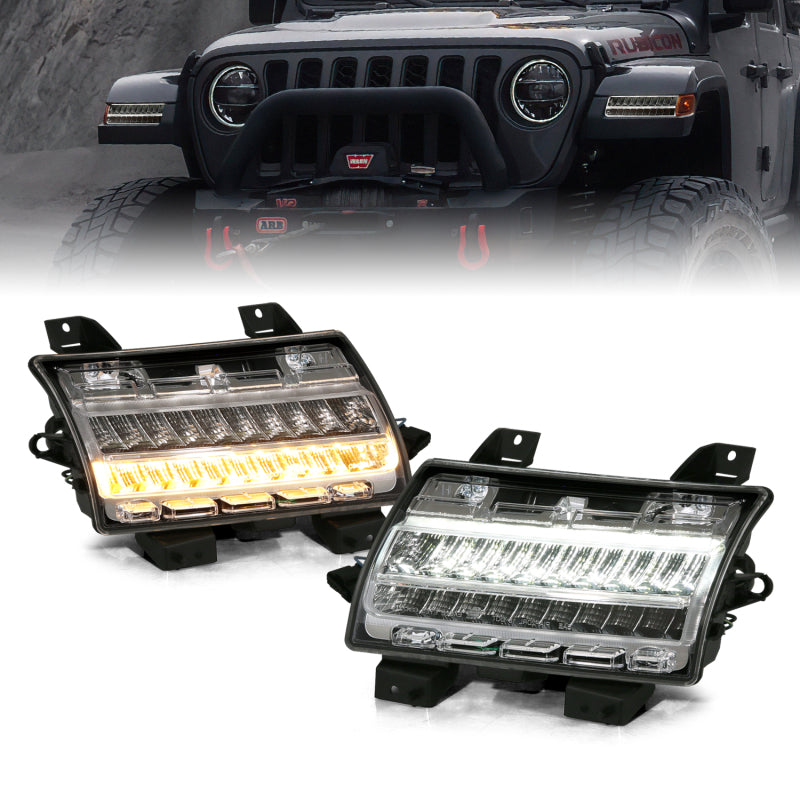 ANZO 511083 18-19 Jeep Wrangler JL Halogen Chrome Clear w/ Sequential Signal
