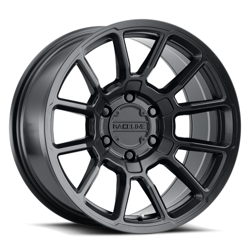 Raceline 950B-78560-00 950B Gauge 17x8.5in / 6x139.7 BP / 0mm Offset / 106.1mm Bore - Satin Black Wheel