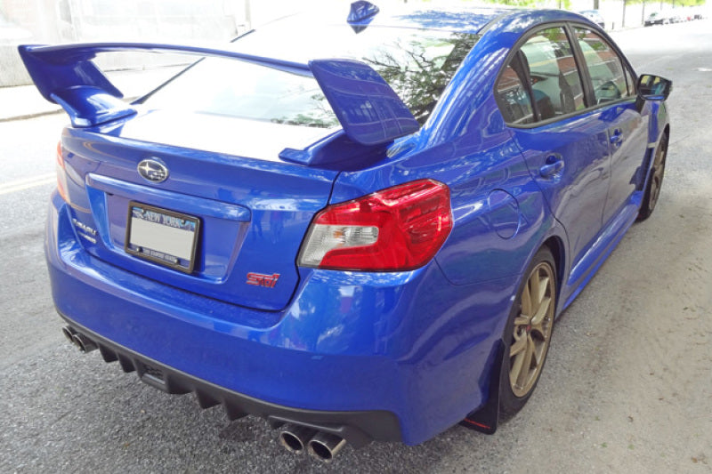 Rally Armor MF32-UR-RD/WH 15-21 Subaru WRX/STI (Sedan ONLY) Red UR Mud Flap w/ White Logo