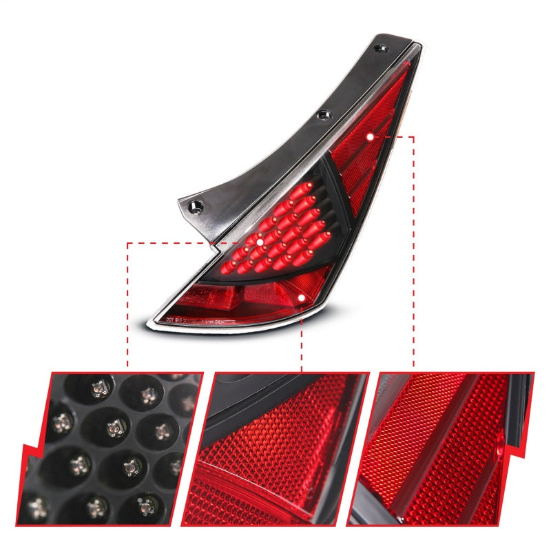 ANZO 321099 2003-2005 Nissan 350Z LED Taillights Black