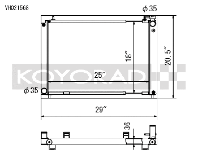 Koyo VH021568 03-06 Nissan 350Z VQ35DE (MT) Cross Flow Radiator