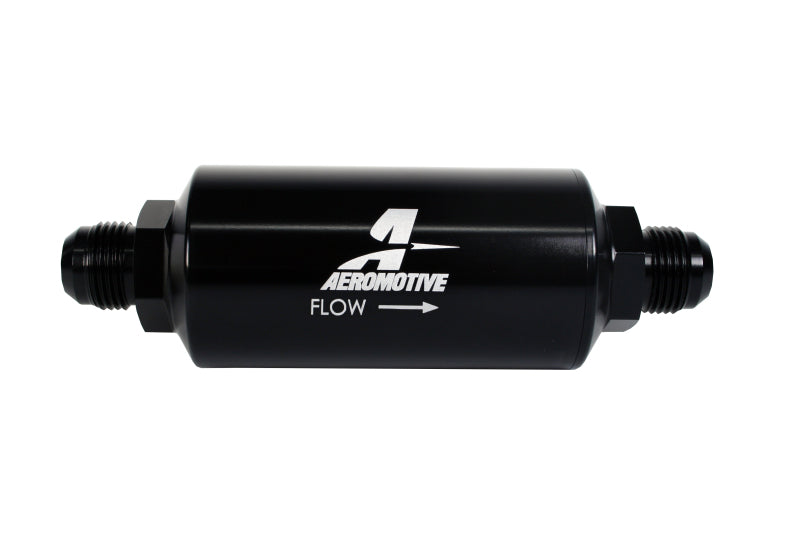 Aeromotive 12388 In-Line Filter - (AN -10 Male) 40 Micron Stainless Mesh Element Bright Dip Black Finish