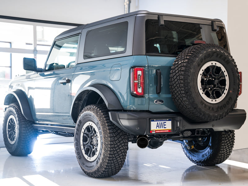 AWE Tuning 3015-23789 2021+ Ford Bronco 0FG Single Rear Exit Exhaust w/Diamond Black Tip & Bash Guard