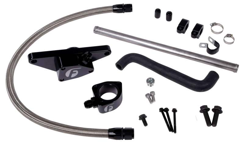 Fleece Performance FPE-CLNTBYPS-CUMMINS-0305-SS 03-05 Auto Trans Cummins Coolant Bypass Kit w/ Stainless Steel Braided Line