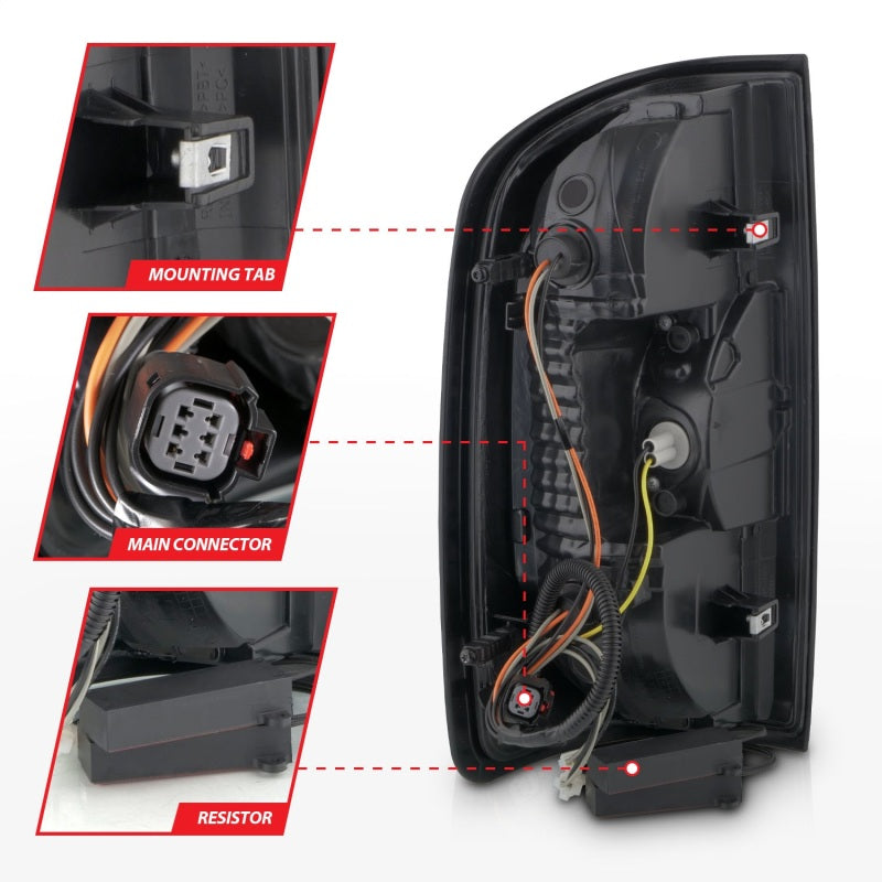ANZO 311435 15-21 GMC Canyon Full LED Tail Lights w/ Red Lightbar Black Housing Smoke Lens