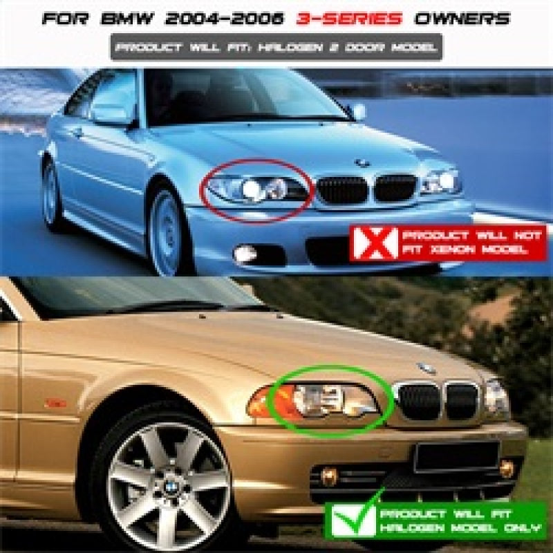 SPYDER 5077141 Spyder BMW E46 3-Series 04-06 2 DR Projector Halogen Model- LED Halo Blk PRO-YD-BMWE4604-2DR-HL-BK