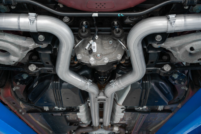 MBRP S72053CF 18-22 Ford Mustang GT 5L T304 SS 3in Cat-Back Dual Rear w/4in Quad Carbon Fiber Tips (Street)