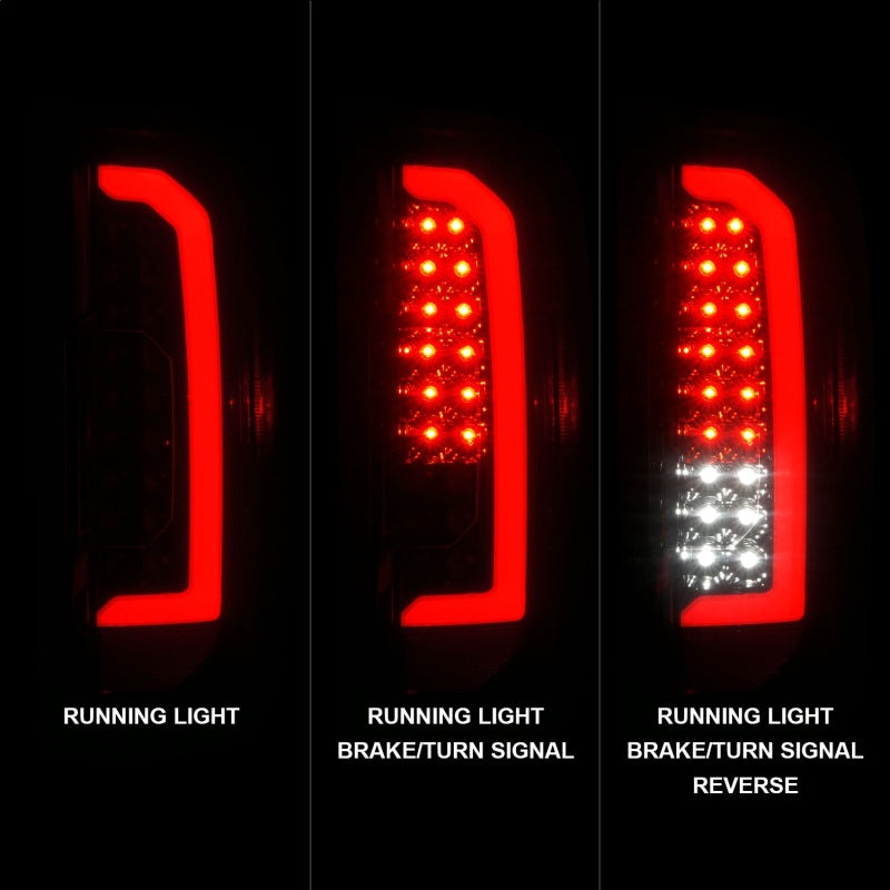 ANZO 311435 15-21 GMC Canyon Full LED Tail Lights w/ Red Lightbar Black Housing Smoke Lens