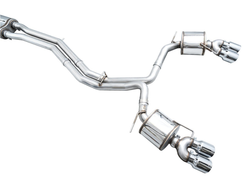 AWE Tuning 3015-42103 19-23 Audi C8 S6/S7 2.9T V6 AWD Touring Edition Exhaust - Chrome Silver Tips