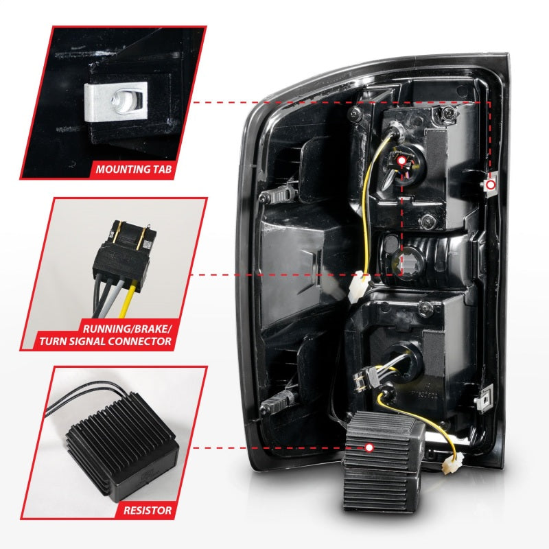ANZO 311451 15-19 Chevrolet Silverado 2500 HD/3500 HD LED Taillight w/ Sequential Black Housing/Smoke Lens