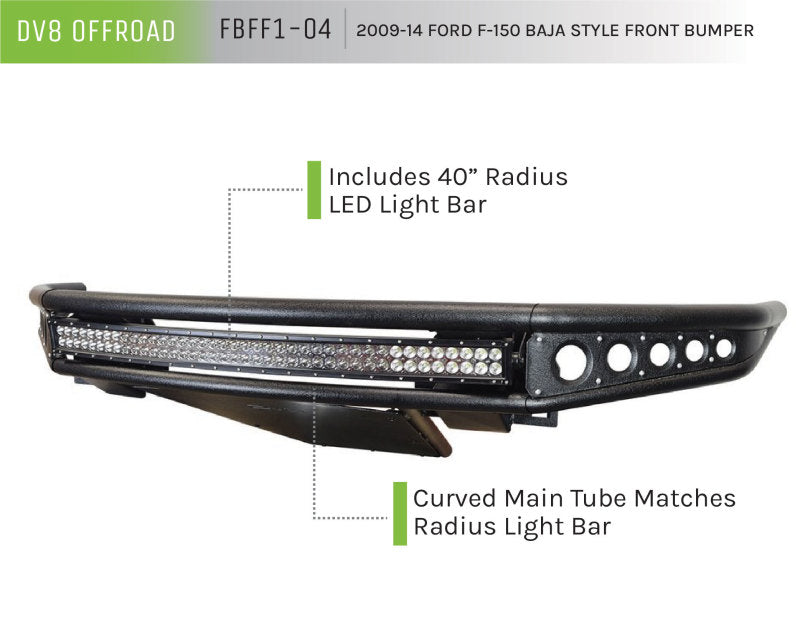 DV8 Offroad FBFF1-04 09-14 Ford F-150 Baja Style Front Bumper