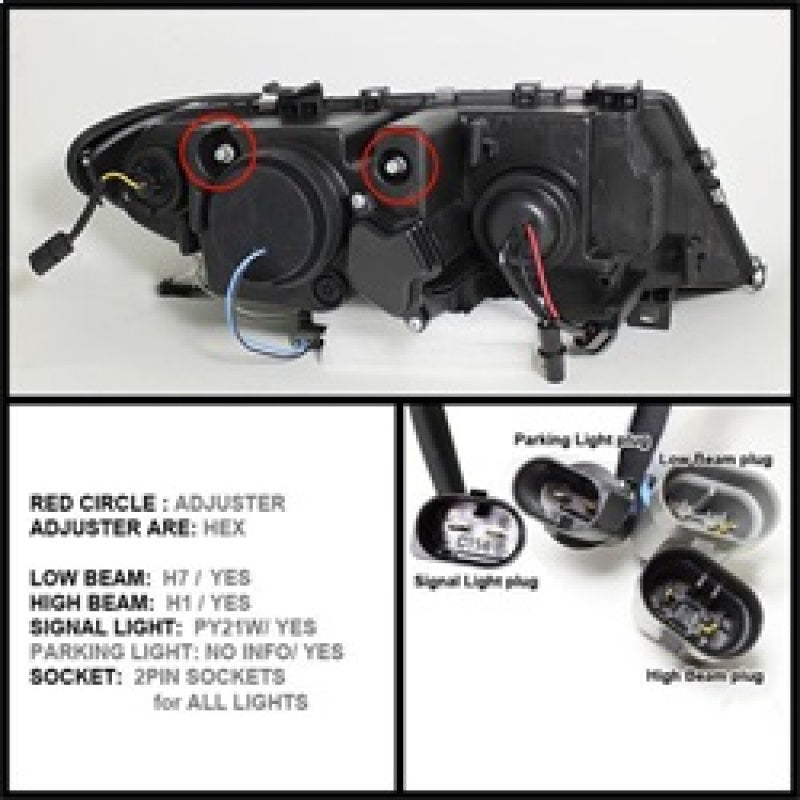 SPYDER 5042415 Spyder BMW E46 3-Series 02-05 4DR Projector Headlights 1PC LED Halo Blk PRO-YD-BMWE4602-4D-AM-BK