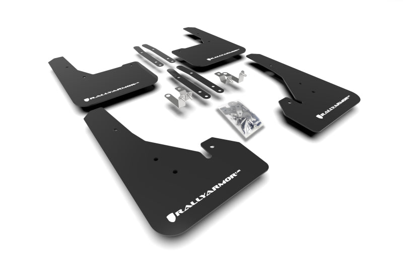 Rally Armor MF67-UR-BLK/WH 18-22 Toyota Corolla Hatchback Black UR Mud Flap White Logo