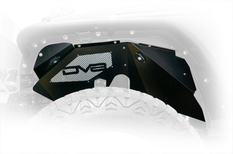 DV8 Offroad INFEND-01FBRL 07-18 Jeep Wrangler JK Front Aluminum Inner Fender w/ Rock Lights - Black