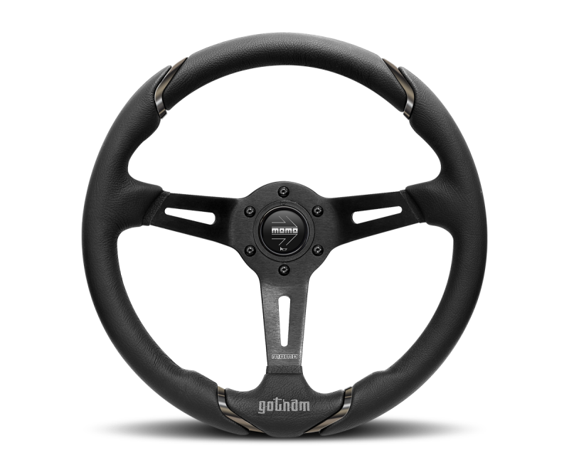 MOMO GOT35BK0B Momo Gotham Steering Wheel 350 mm - Black Leather/Black Spokes