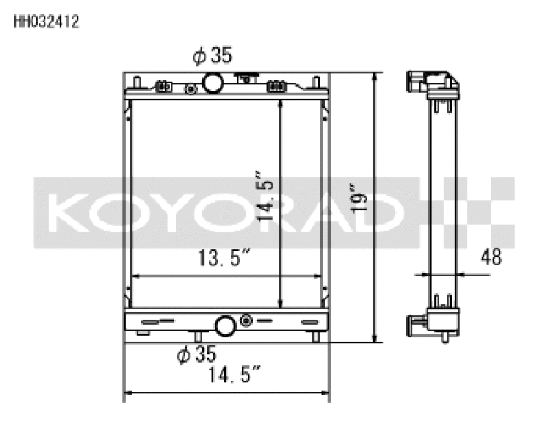 Koyo HH032412 03-07 Mitsubishi Evolution 7/8/9 Turbo (MT) Half-Size RACE Radiator