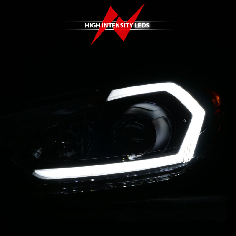 ANZO 121562 2014-2016 Kia Forte Projector Headlights w/ Light Bar Black Housing w/ DRL