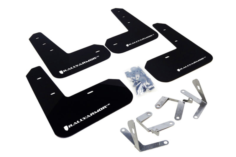 Rally Armor MF23-UR-BLK/WH 13-17 Subaru BRZ/Toyota FR-S Black UR Mud Flap w/White Logo