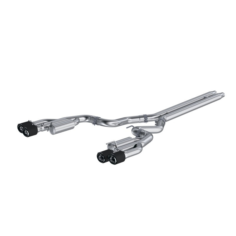 MBRP S72073CF 18-22 Ford Mustang GT 5L T304 SS 3in Cat-Back Dual Rear w/4in Quad Carbon Fiber Tips (Race)