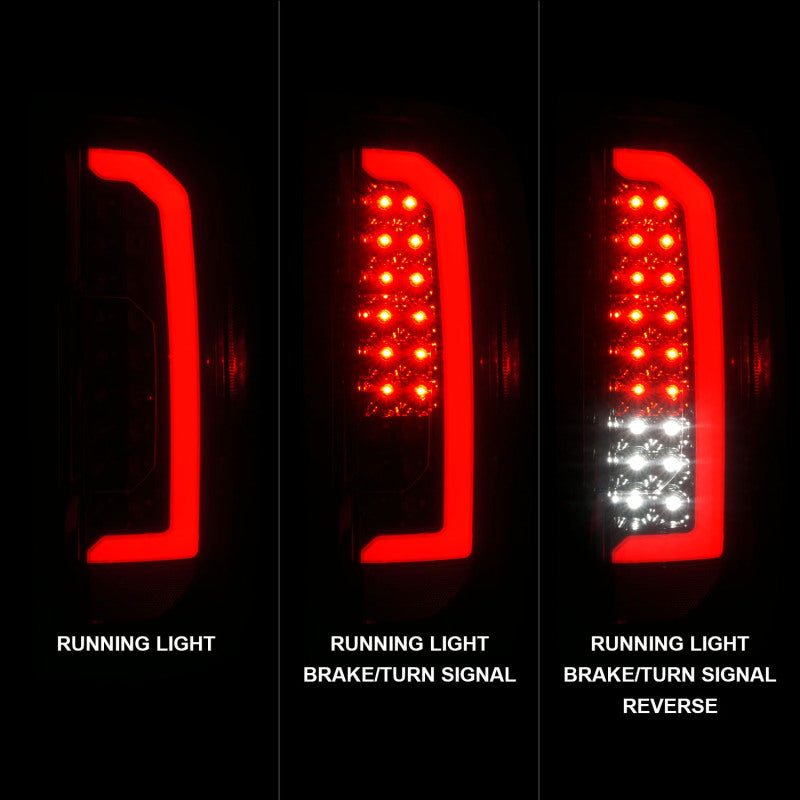 ANZO 311435 15-21 GMC Canyon Full LED Tail Lights w/ Red Lightbar Black Housing Smoke Lens