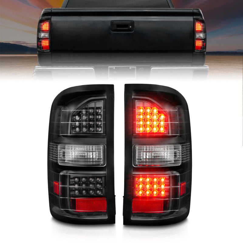 ANZO 311397 2014-2018 GMC Sierra LED Tail Lights Black Housing Clear Lens