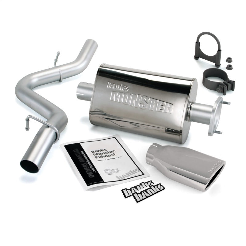 Banks Power 51313 00-03 Jeep 2.5/4.0L/Wrangler (2-Bolt Cat) Monster Exh Sys - SS Single Exh w/ Chrome Tip