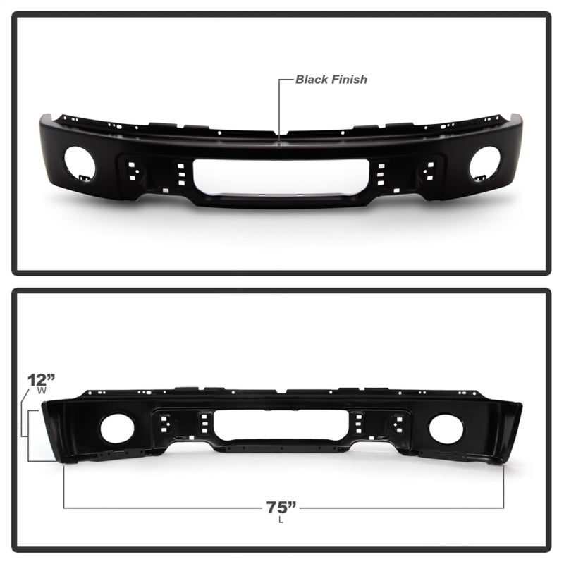 SPYDER 9948459 Spyder Ford F150 09-14 w/Fog Light Hole Front Bumper - Black (OEM # 9L3Z17757DPTM)