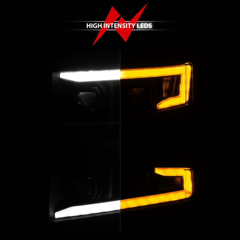 ANZO 111566-L 19-22 Chevrolet Silverado 1500 LED Proj HL w/Lgt Bar SwBk Seq. Blk w/In. Light - Driver Side ON