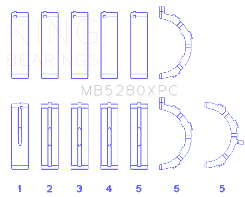 King Engine Bearings MB5280XPC Ford 4.6L/5.4L V8 SOHC Performance Coated Main Bearing Set - Size STD
