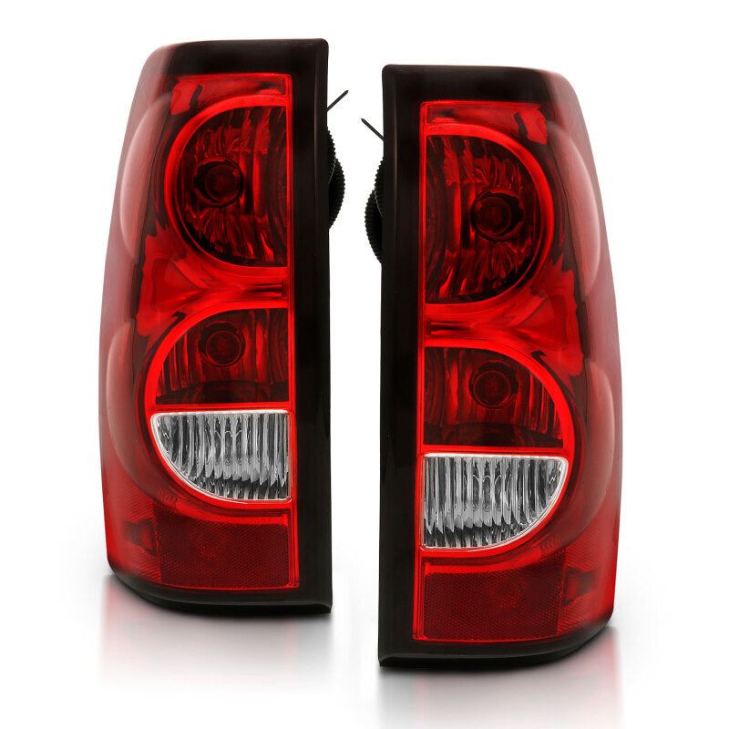 ANZO 311302 2004-2007 Chevy Silverado Taillight Red/Clear Lens w/Black Trim (OE Replacement)