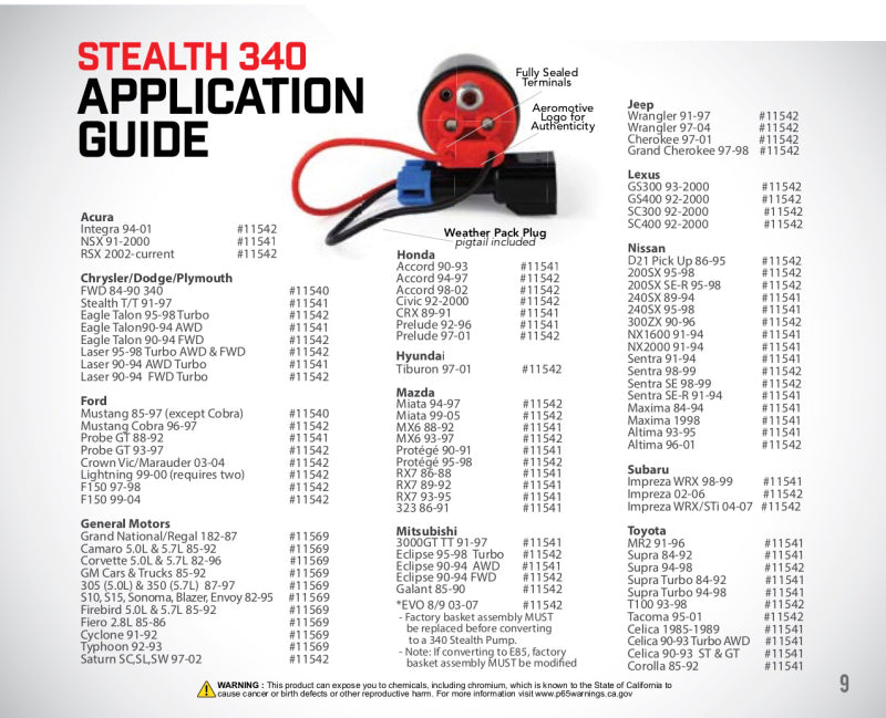 Aeromotive 11542 340 Series Stealth In-Tank E85 Fuel Pump - Offset Inlet - Inlet Inline w/Outlet