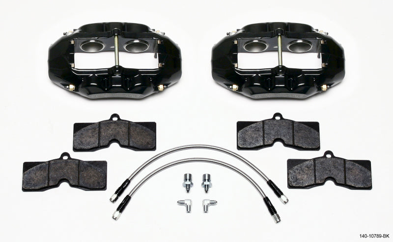 Wilwood 140-10789-BK D8-4 Front Caliper Kit Black Corvette C2 / C3 65-82